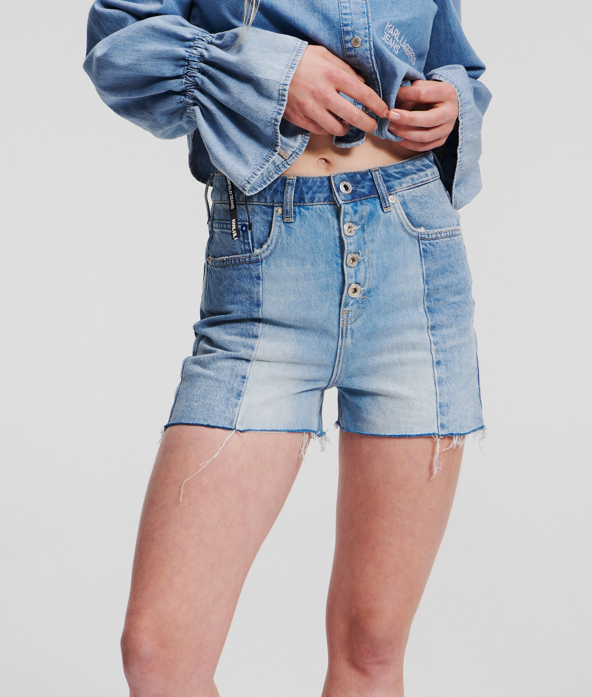 (image for) Lively KLJ High-Waisted Block Denim Shorts